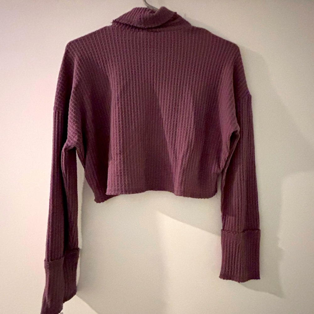 Wild Fable Mauve Waffle Knit Cropped Turtleneck